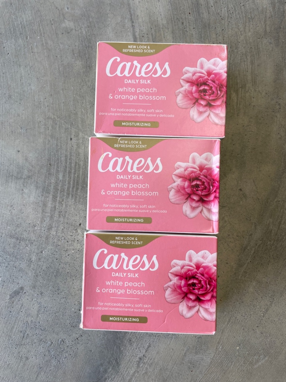 Caress Daily Silk White Peach and Orange Blossom Bundle, 3 bars of soap NWT